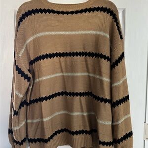Striped Gold, Tan, and Black Women's Sweater